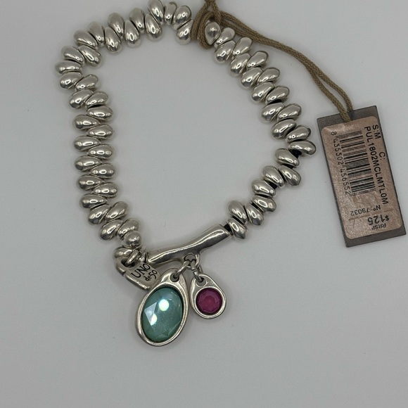 UNO de 50 Silver Bracelet with Aqua and Magenta Charms. Comes with a dust bag. - Picture 2 of 4